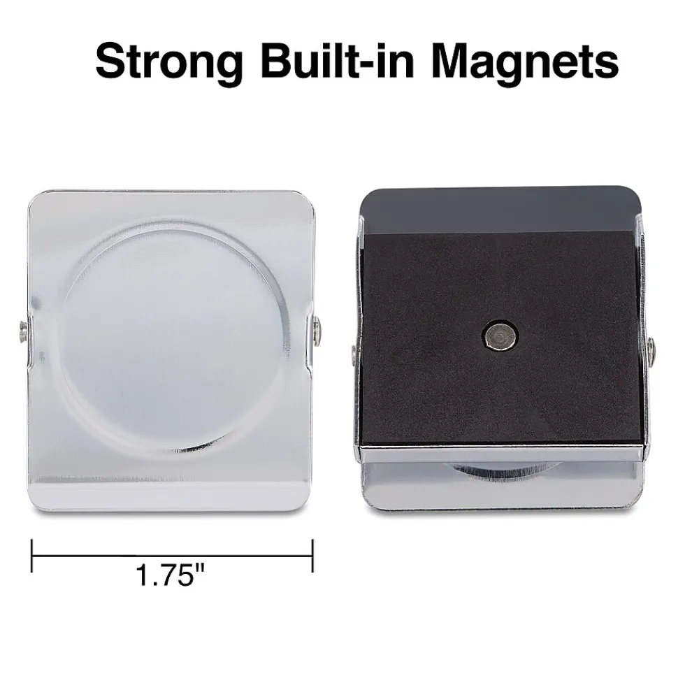 Clips & Fasteners|Staples Magnetic Clips, 1.75"W, Silver, 3/Pack (10596)