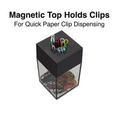 Clips & Fasteners|Staples Magnetic Paper Clip Dispenser, Clear/Black (10590)