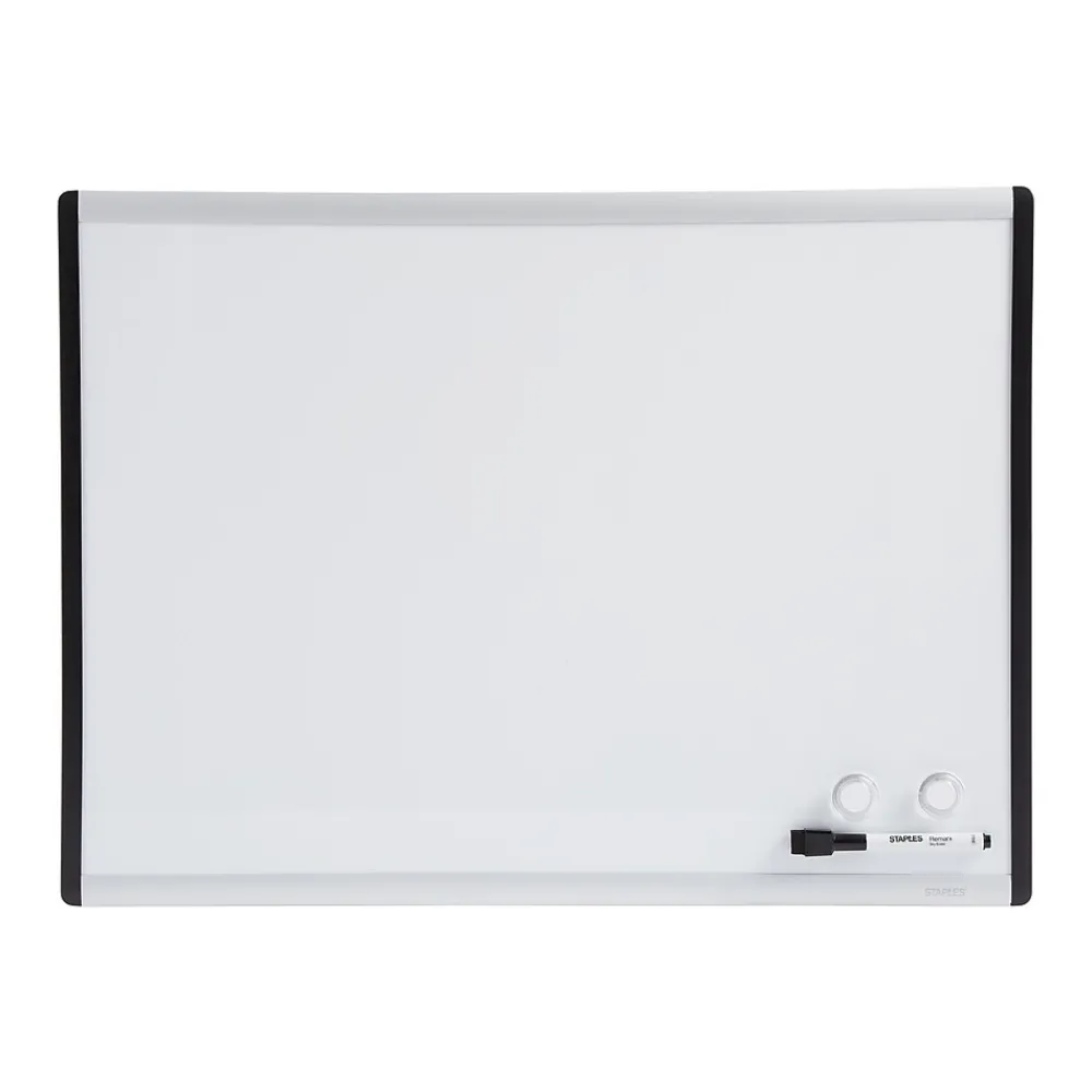 Dry Erase*Staples Magnetic Steel Dry-Erase Whiteboard, Silver/Black, 1.5' x 2' (52484/28213)
