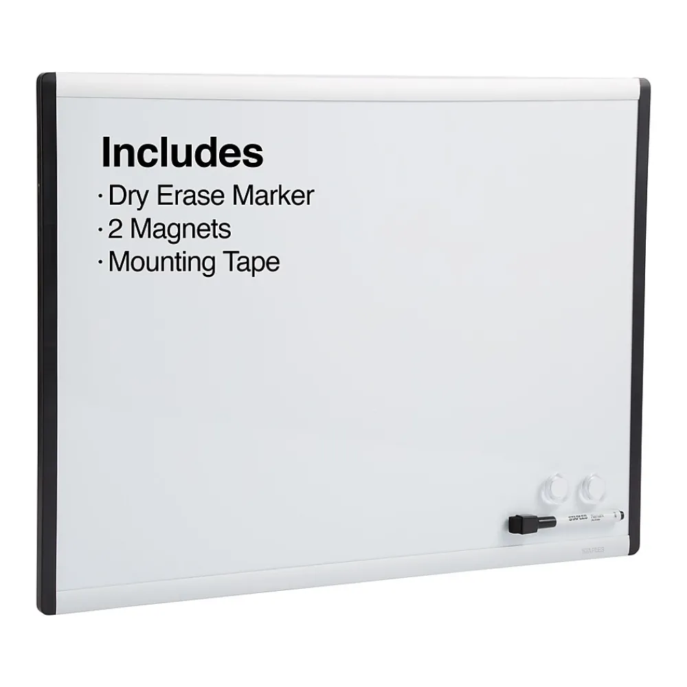 Dry Erase*Staples Magnetic Steel Dry-Erase Whiteboard, Silver/Black, 1.5' x 2' (52484/28213)