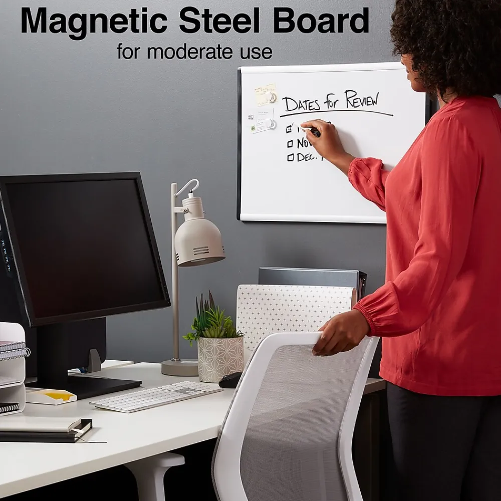 Dry Erase*Staples Magnetic Steel Dry-Erase Whiteboard, Silver/Black, 1.5' x 2' (52484/28213)
