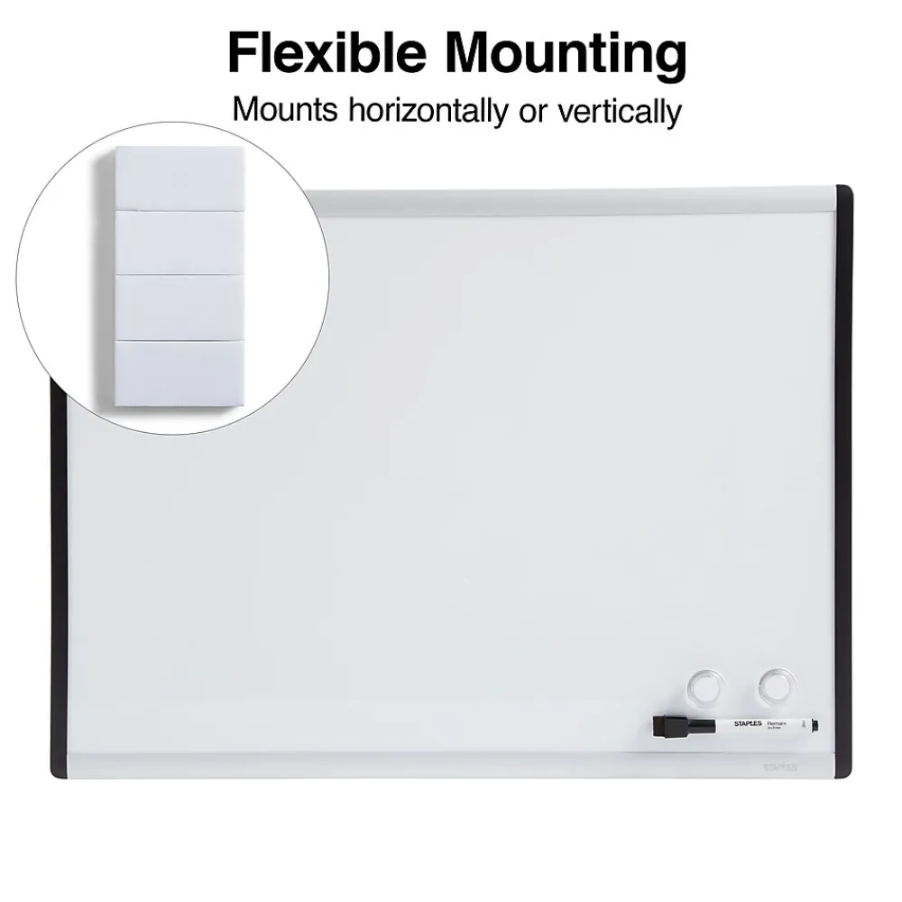 Dry Erase*Staples Magnetic Steel Dry-Erase Whiteboard, Silver/Black, 1.5' x 2' (52484/28213)