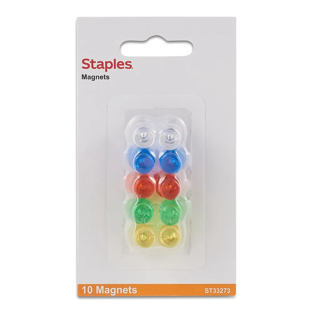 Clips & Fasteners|Staples Magnets, Assorted, 10/Pack (33273-CC)
