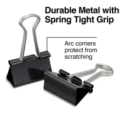 Clips & Fasteners|Staples Medium Binder Clips, Medium, Black, 576/Carton (32003)