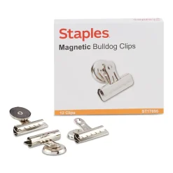 Clips & Fasteners|Staples Medium Bulldog Clips, Silver, 12 Clips/Pack (ST17695/17695)