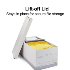 File Storage|Staples Medium Duty 60% Recycled EZ Fold Corrugated File Box Lift Off Lid, Letter Size, White/Gray, 12/Carton (2489403)