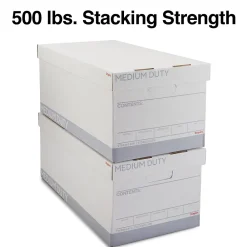 File Storage|Staples Medium Duty 60% Recycled EZ Fold Corrugated File Box Lift Off Lid, Letter Size, White/Gray, 12/Carton (2489403)