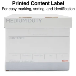 File Storage|Staples Medium Duty 60% Recycled EZ Fold Corrugated File Box Lift Off Lid, Letter Size, White/Gray, 12/Carton (2489403)