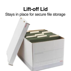 File Storage|Staples Medium Duty File Box, Lift Off Lid, Letter/Legal, White (50141)