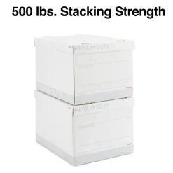 File Storage|Staples Medium Duty File Box, Lift Off Lid, Letter/Legal, White (50141)