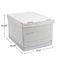File Storage|Staples Medium Duty File Box, Lift Off Lid, Letter/Legal, White (50141)