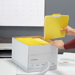 File Storage|Staples Medium Duty File Box, Lift Off Lid, Letter/Legal, White (50141)