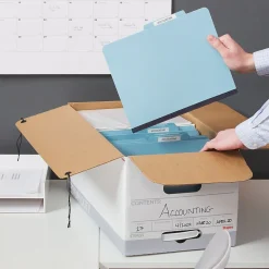 File Storage|Staples Medium Duty File Box, String and Button Lid, Letter, White/Gray, 12/Case (TR59221)