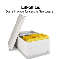File Storage|Staples Medium Duty File Box, Lift Off Lid, Legal, White/Gray, 4/Carton (TR59216)