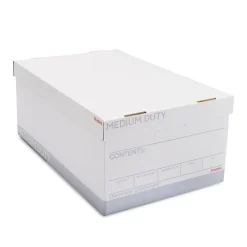 File Storage|Staples Medium Duty File Box, Lift Off Lid, Legal, White/Gray, 12/Carton (TR59217)