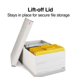 File Storage|Staples Medium Duty File Box, Lift Off Lid, Legal, White/Gray, 12/Carton (TR59217)