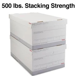 File Storage|Staples Medium Duty File Box, Lift Off Lid, Legal, White/Gray, 12/Carton (TR59217)