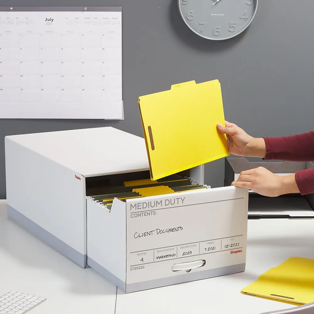 File Storage|Staples Medium Duty File Drawers, Legal, White/Gray, 6/Carton (TR59226)