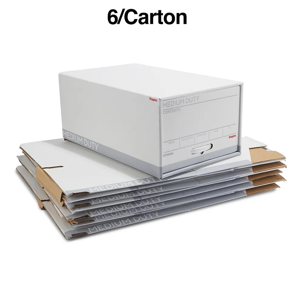 File Storage|Staples Medium Duty File Drawers, Legal, White/Gray, 6/Carton (TR59226)