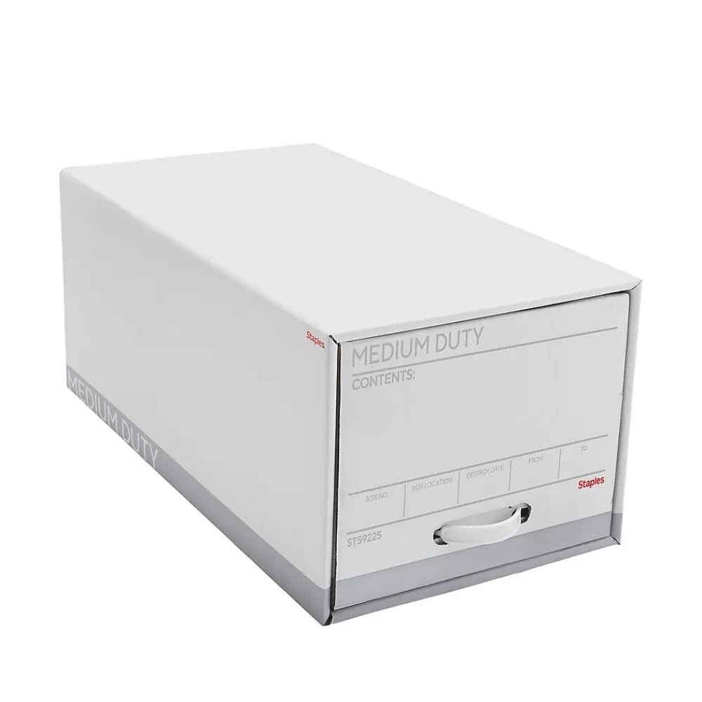 File Storage|Staples Medium Duty File Drawers, Letter, White/Gray, 6/Carton (TR59225)