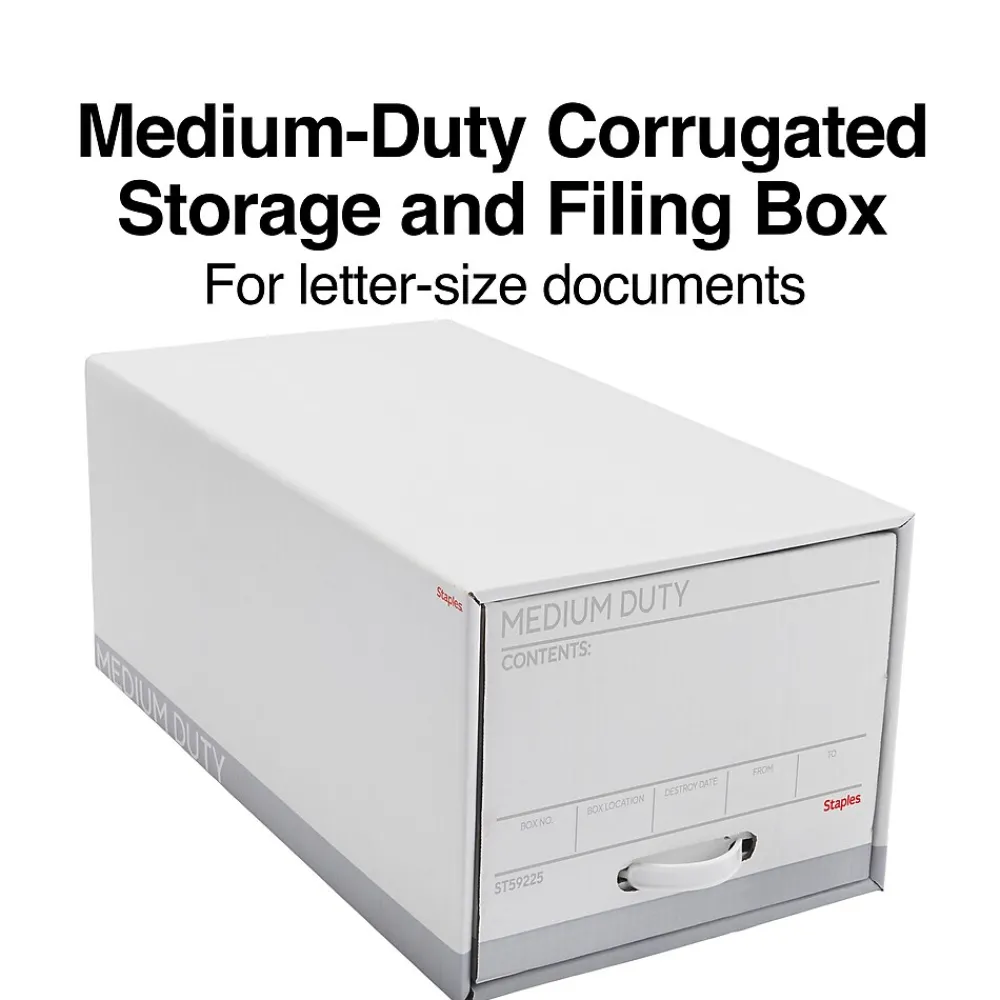 File Storage|Staples Medium Duty File Drawers, Letter, White/Gray, 6/Carton (TR59225)