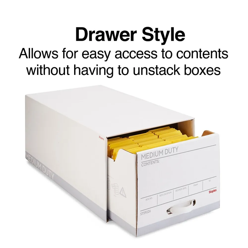 File Storage|Staples Medium Duty File Drawers, Letter, White/Gray, 6/Carton (TR59225)