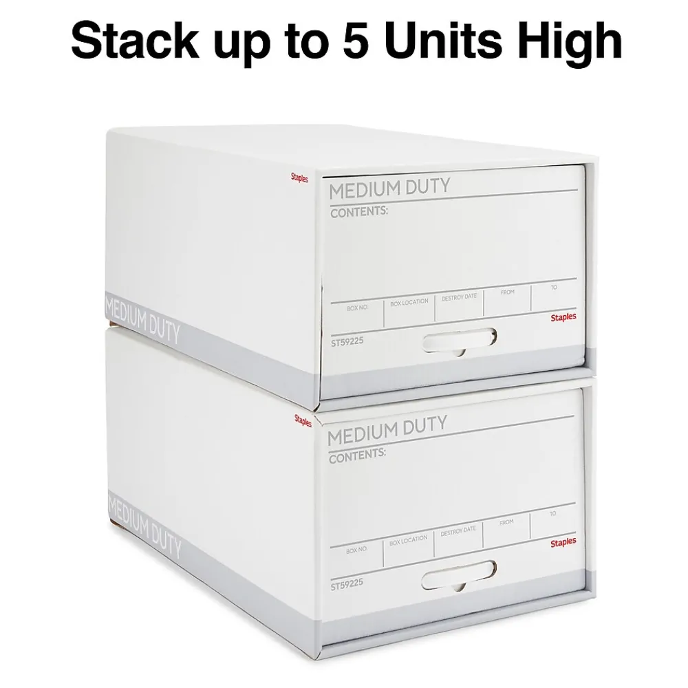 File Storage|Staples Medium Duty File Drawers, Letter, White/Gray, 6/Carton (TR59225)