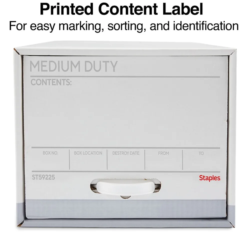 File Storage|Staples Medium Duty File Drawers, Letter, White/Gray, 6/Carton (TR59225)