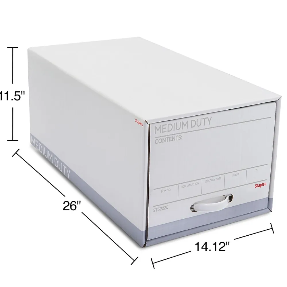 File Storage|Staples Medium Duty File Drawers, Letter, White/Gray, 6/Carton (TR59225)