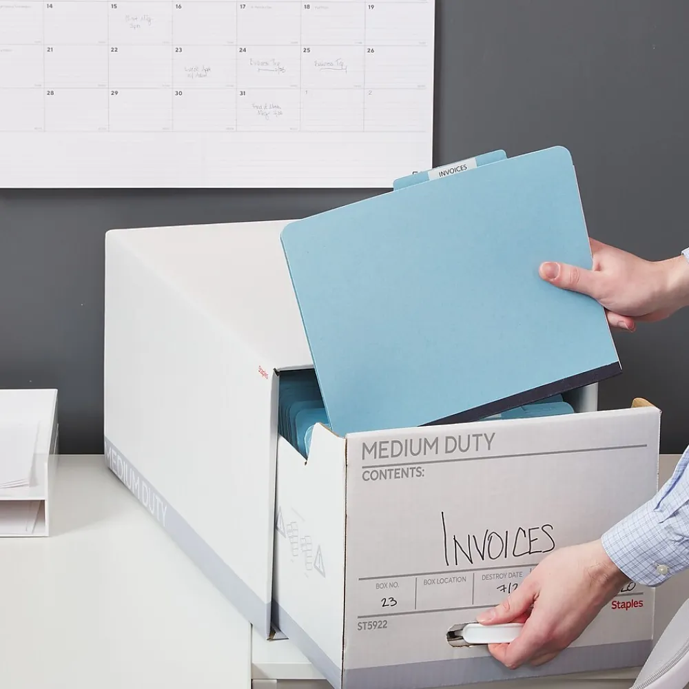 File Storage|Staples Medium Duty File Drawers, Letter, White/Gray, 6/Carton (TR59225)