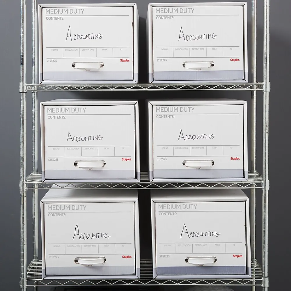 File Storage|Staples Medium Duty File Drawers, Letter, White/Gray, 6/Carton (TR59225)