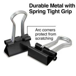 Clips & Fasteners|Staples Micro Binder Clips, 0.13" Capacity, Black, 100 Clips/Pack (ST15340/15340)