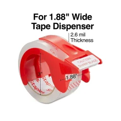 Best Staples ® Moving & Storage Packing Tape with Dispenser, 1.88" x 54.6 Yds, Clear, 4/Rolls (31687)