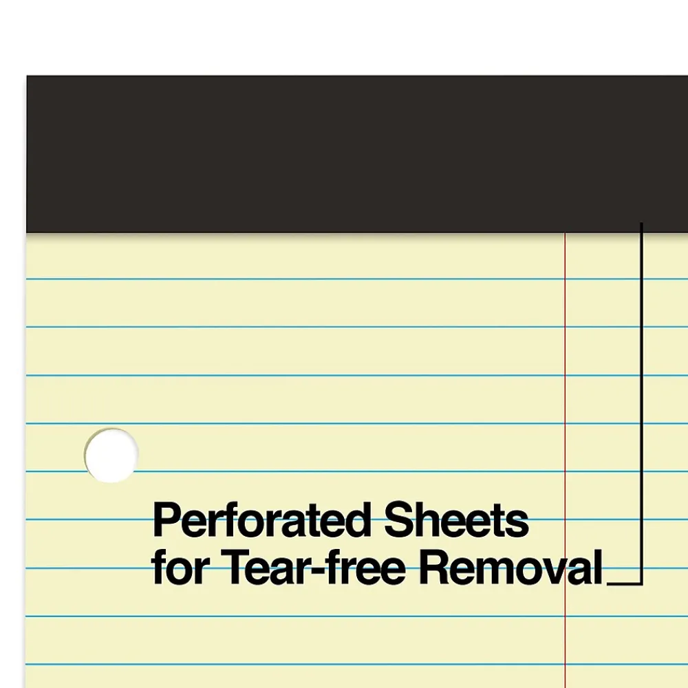 Notepads|Staples Notepad, 8.5" x 11.75", Law Ruled, Canary, 100 Sheets/Pad, Each (ST57348)