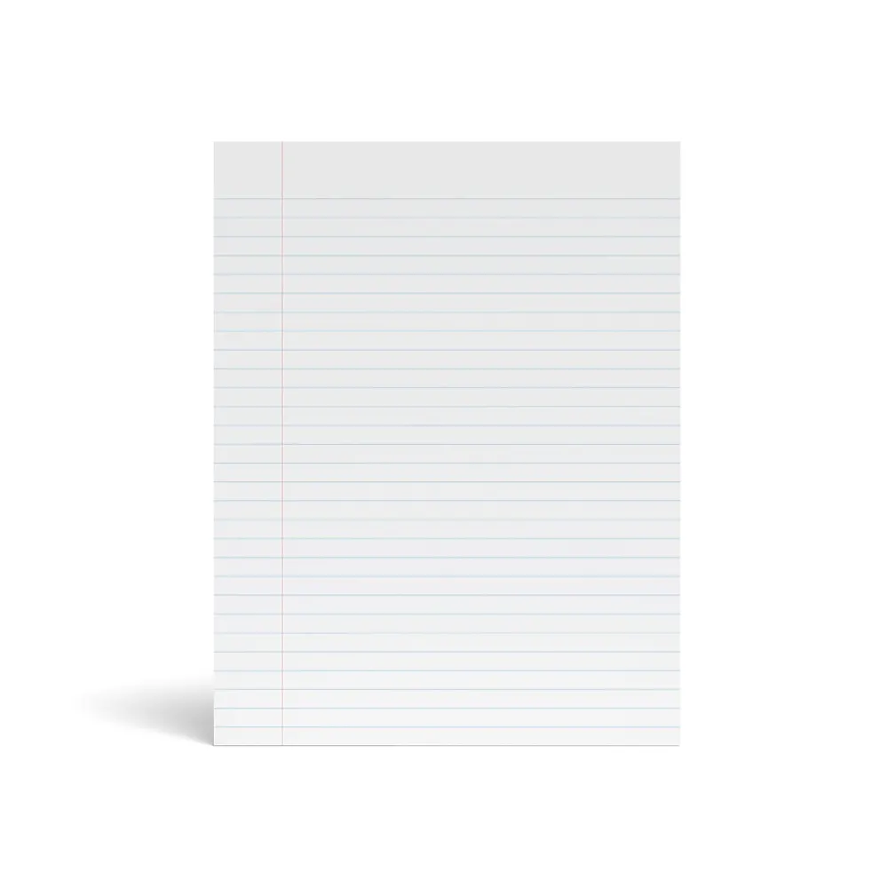 Notepads|Staples Notepad, 8.5" x 11" (US letter), Wide Ruled, White, 50 Sheets/Pad, Dozen Pads/Pack, 6 Packs/Case (TR57334CT)