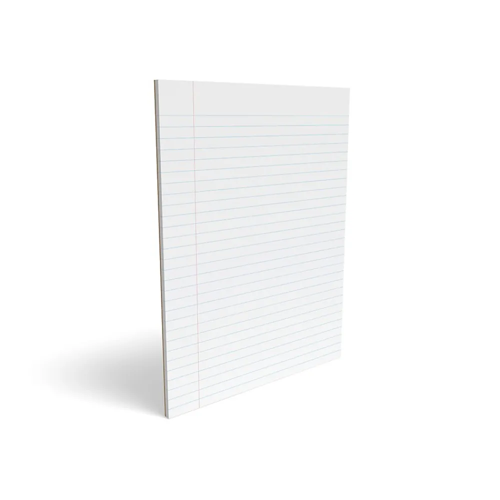 Notepads|Staples Notepad, 8.5" x 11" (US letter), Wide Ruled, White, 50 Sheets/Pad, Dozen Pads/Pack, 6 Packs/Case (TR57334CT)