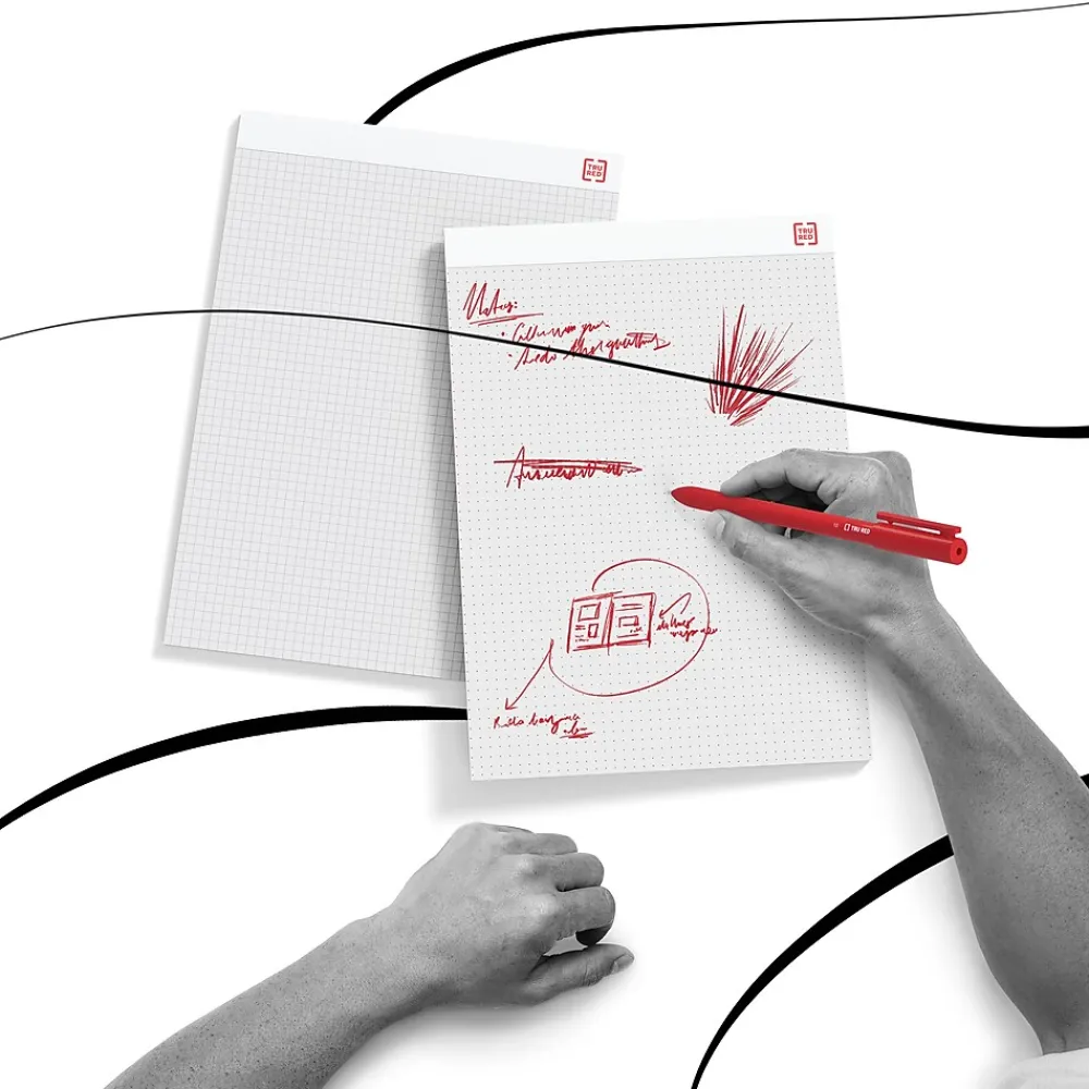 Notepads|Staples Notepad, 8.5" x 11" (US letter), Wide Ruled, White, 50 Sheets/Pad, Dozen Pads/Pack, 6 Packs/Case (TR57334CT)