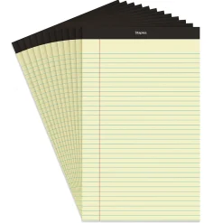 Notepads|Staples Notepad, 8.5" x 14", Wide Ruled, , 50 Sheets/Pad, Dozen Pads/Pack (ST57301) Canary
