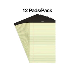 Notepads|Staples Notepad, 8.5" x 14", Wide Ruled, , 50 Sheets/Pad, Dozen Pads/Pack (ST57301) Canary