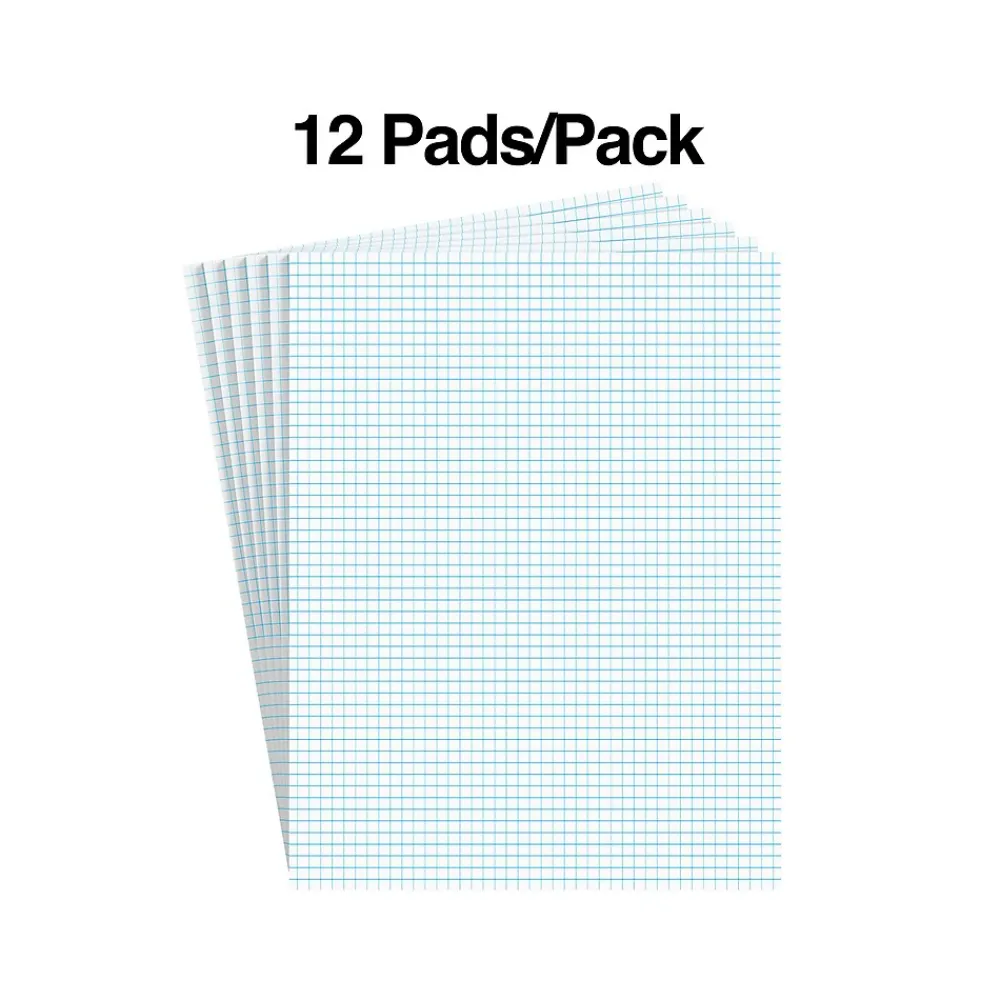 Notepads|Staples ® Notepads, 8.5" x 11", Graph Ruled, White, 50 Sheets/Pad, 6 Pads/Pack (ST57332)