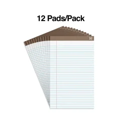 Notepads|Staples Notepads, 8.5" x 14" (legal), Wide Ruled, White, 50 Sheets/Pad, Dozen Pads/Pack (58189)
