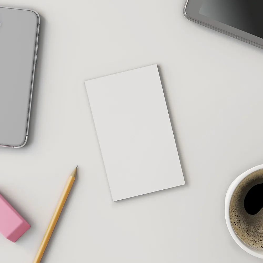 Notepads|Staples Notepads, 3" x 5", Unruled, White, 100 Sheets/Pad, Dozen Pads/Pack (ST57337)