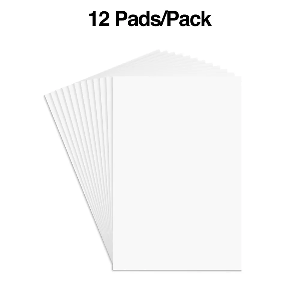 Notepads|Staples Notepads, 4" x 6", Unruled, White, 100 Sheets/Pad, Dozen Pads/Pack (ST57328)