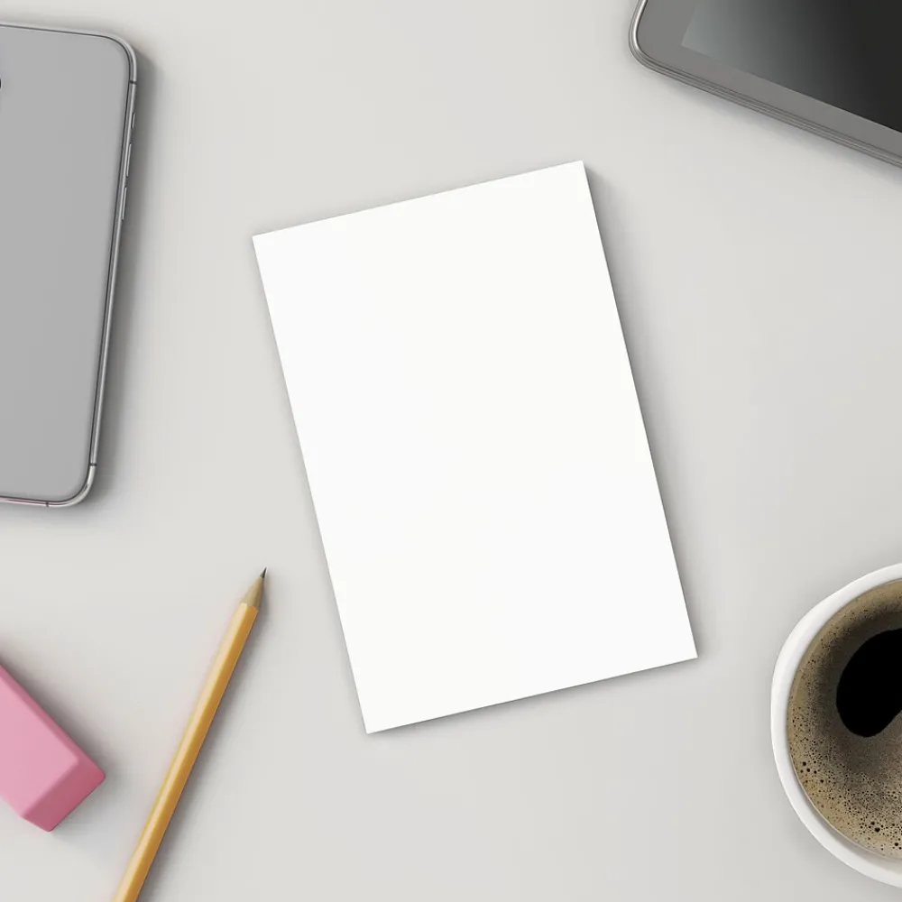 Notepads|Staples Notepads, 4" x 6", Unruled, White, 100 Sheets/Pad, Dozen Pads/Pack (ST57328)