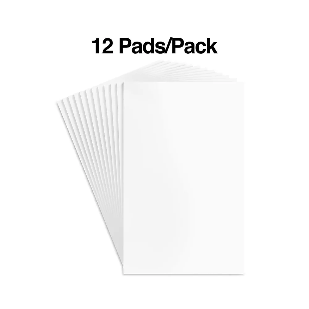 Notepads|Staples Notepads, 5" x 8", Unruled, White, 100 Sheets/Pad, Dozen Pads/Pack (ST57329)