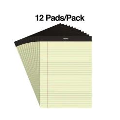 Subject Notebooks|Staples Notepads, 8.5" x 11.75", Wide Ruled, Canary, 50 Sheets/Pad, Dozen (ST57300)