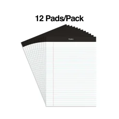 Notepads|Staples Notepads, 8.5" x 11.75", Wide Ruled, White, 50 Sheets/Pad, Dozen (ST57339M/57339)