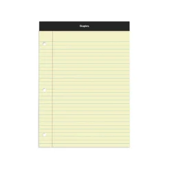 Notepads|Staples Notepads, 8.5" x 11.75", Wide Ruled, , 100 Sheets/Pad, 6 Pads/Pack (ST57349) Canary