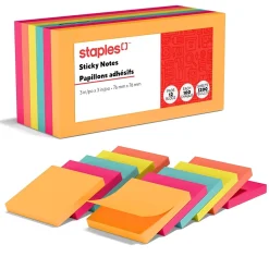 Sticky Notes*Staples Notes, 3" x 3", Dusk to Dawn Collection, 100 Sheet/Pad, 12 Pads/Pack (S-33BR12/52567)