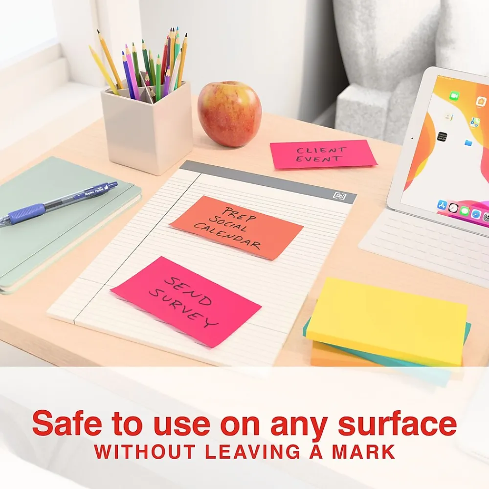 Sticky Notes*Staples Notes, 3" x 5", Pool Party Collection, 100 Sheet/Pad, 12 Pads/Pack (S-35BR12)